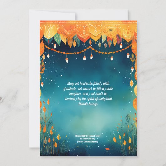 Feestelijke Diwali Reverie Kaart (Achterkant)