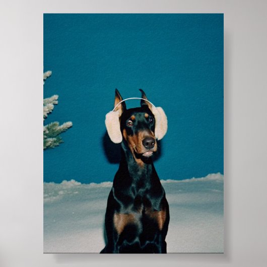 Feestelijke Doberman Poster (Voorkant)