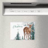 Feestelijke Doe in een besneeuwd bos Magneet (Insitu (Vaatwasser))