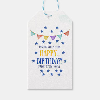 Feestelijke donkere achtergrond Verjaardag cadeaub Cadeaulabel