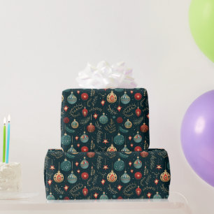 Feestelijke Donkere Kerstversiering Patroon Cadeau Cadeaupapier