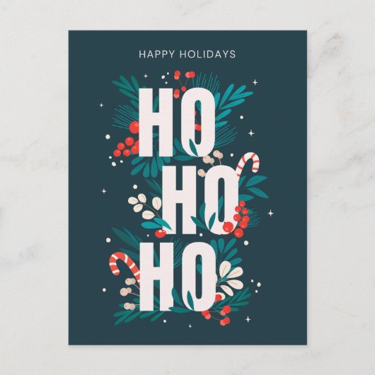 Feestelijke donkergroene Ho Ho Ho Ho Ho Feestdagenkaart (Voorkant)