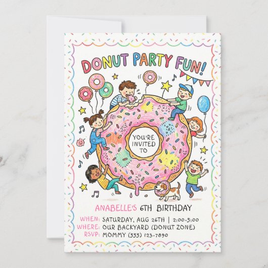 Feestelijke Donut Uitnodiging (Voorkant)