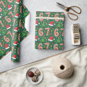 Feestelijke Doodle 6-7 Meme Kerstmis Cadeaupapier