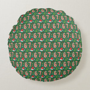 Feestelijke Doodle 6-7 Meme Kerstmis Rond Kussen