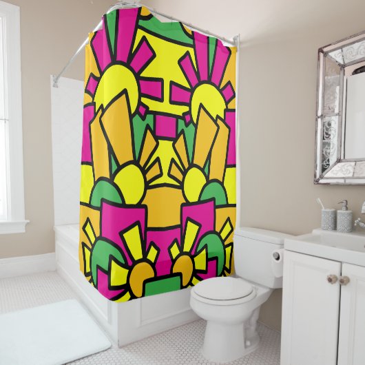 Feestelijke Doodle Art 42 Douchegordijn (In situ)