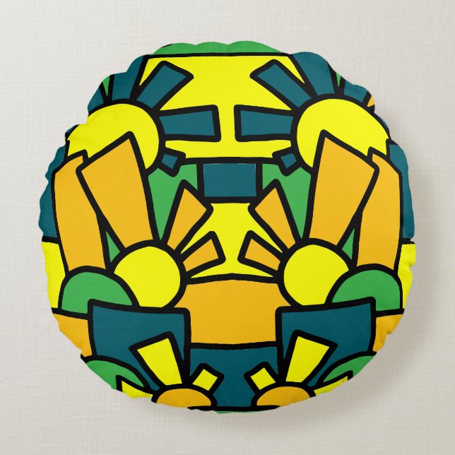 Feestelijke Doodle Art 42 Rond Kussen (Voorkant)