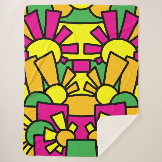 Feestelijke Doodle Art 42 Sherpa Deken (Voorkant)