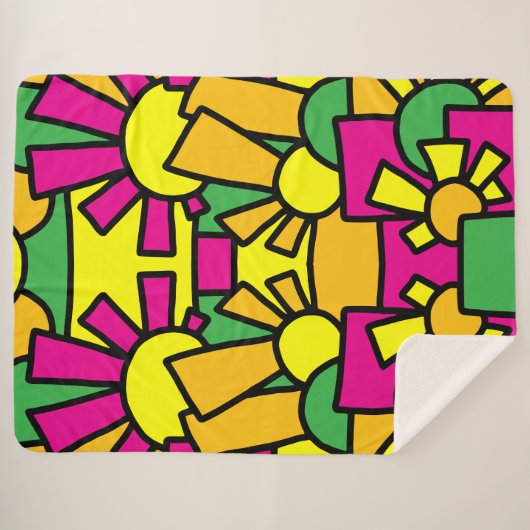 Feestelijke Doodle Art 42 Sherpa Deken (Voorkant (horizontaal))