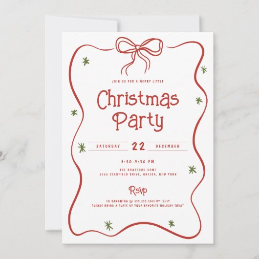 Feestelijke Doodle Bow Lijst Kerstfeest Kaart (Voorkant)