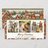 Feestelijke Dorp Kerstgroet 3 Fotocollage Feestdagenkaart (Voorkant / Achterkant)