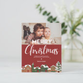 Feestelijke dorpsillustratie Foto Christmas Kaart (Staand voorkant)
