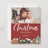 Feestelijke dorpsillustratie Foto Christmas Kaart (Voorkant)