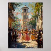 Feestelijke dorpsviering in impressionistische sti poster (Voorkant)