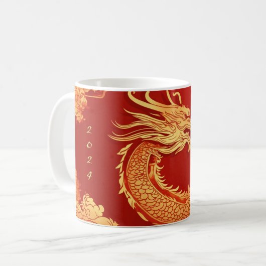 Feestelijke Dragon Chinees Nieuwjaar Koffiemok (Voorkant links)