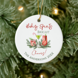 Feestelijke Dranken Maken Geesten Helder Kerstmis Keramisch Ornament