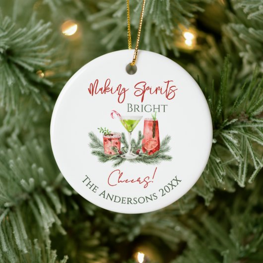 Feestelijke Dranken Maken Geesten Helder Kerstmis Keramisch Ornament (Boom)