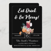 Feestelijke drankjes Feest Eten Drinken & Wees vro Kaart (Voorkant / Achterkant)