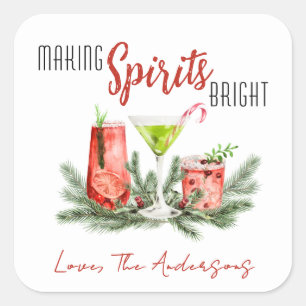 Feestelijke drankjes maken de feestdagen vrolijk vierkante sticker