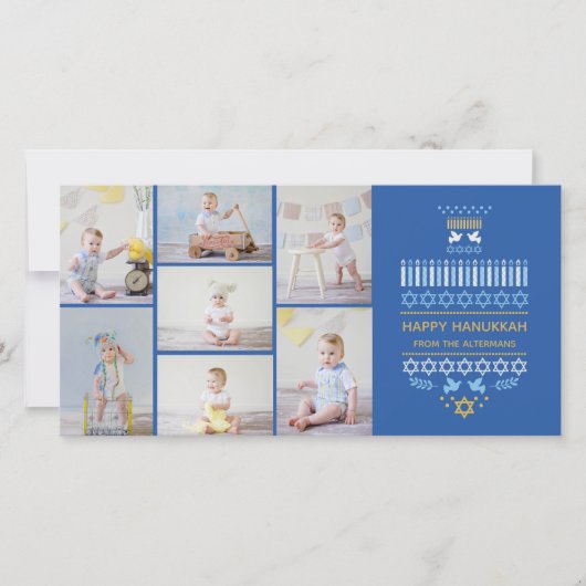 Feestelijke Dreidel-pictogrammen Hanukkah-collage  (Voorkant)