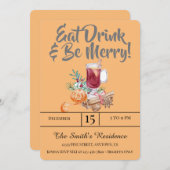 Feestelijke Drinken Feest Eet Drink & Wees Vrolijk Kaart (Voorkant / Achterkant)