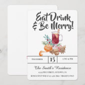 Feestelijke Drinken Feest Eet Drink & Wees Vrolijk Kaart (Voorkant / Achterkant)