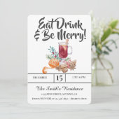 Feestelijke Drinken Feest Eet Drink & Wees Vrolijk Kaart (Staand voorkant)