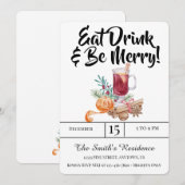 Feestelijke Drinken Feest Eet Drink & Wees Vrolijk Kaart (Voorkant / Achterkant)