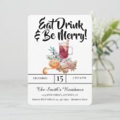 Feestelijke Drinken Feest Eet Drink & Wees Vrolijk Kaart (Staand voorkant)