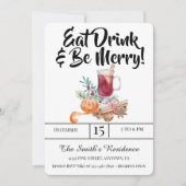 Feestelijke Drinken Feest Eet Drink & Wees Vrolijk Kaart (Voorkant)