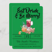 Feestelijke Drinken Feest Eet Drink & Wees Vrolijk Kaart (Voorkant / Achterkant)