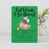 Feestelijke Drinken Feest Eet Drink & Wees Vrolijk Kaart (Staand voorkant)