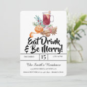 Feestelijke Drinken Feest Eet Drink & Wees Vrolijk Kaart (Staand voorkant)