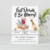 Feestelijke Drinken Feest Eet Drink & Wees Vrolijk Kaart (Staand voorkant)