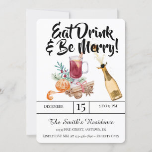 Feestelijke Drinken Feest Eet Drink & Wees Vrolijk Kaart