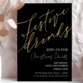 Feestelijke Drinken Kerst Elegant Zwart en Goud Kaart