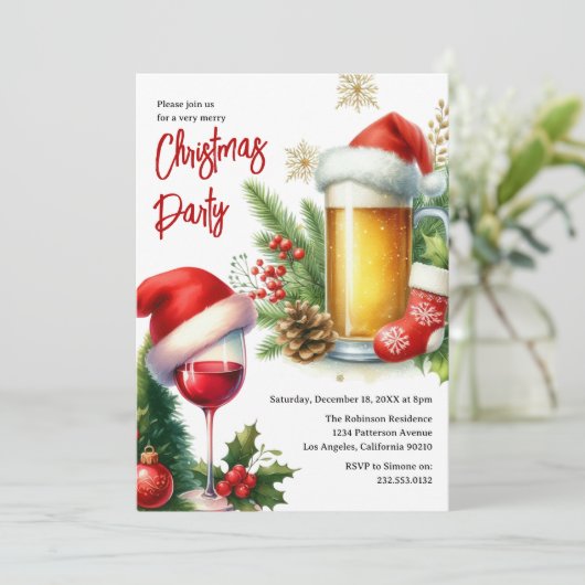 Feestelijke Drinken kerstfeest Kaart (Staand voorkant)