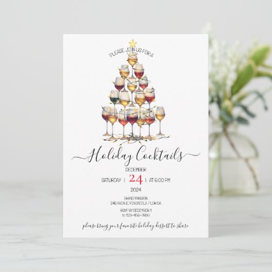 Feestelijke Drinken kerstfeest met feestdag Cockta Feestdagenkaart (Staand voorkant)