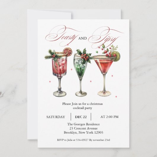 Feestelijke Drinken kerstfeest met feestdag Cockta Kaart (Voorkant)