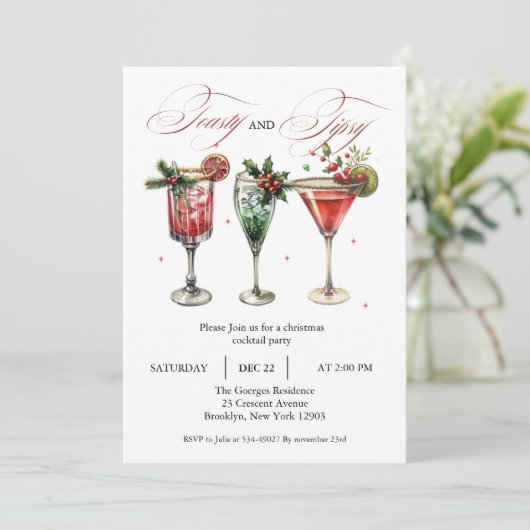 Feestelijke Drinken kerstfeest met feestdag Cockta Kaart (Staand voorkant)