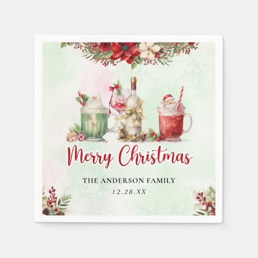 Feestelijke Drinken kerstfeest met feestdag Cockta Servet (Voorkant)