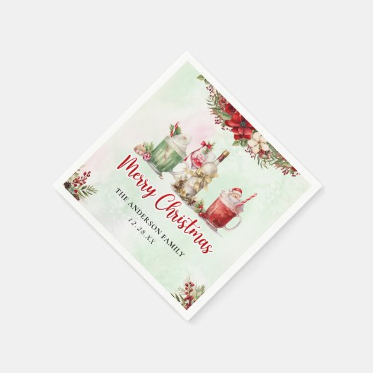 Feestelijke Drinken kerstfeest met feestdag Cockta Servet (Hoek)