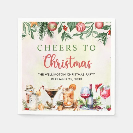 Feestelijke Drinken kerstfeest met feestdag Cockta Servet (Voorkant)
