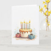 Feestelijke Drip Cake Kaart (Gele Bloem)