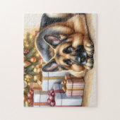 Feestelijke Duitse Herder Hondenliefhebber Kerstmi Legpuzzel (Verticaal)
