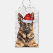 Feestelijke Duitse Herdershond Vakantie Hond Kerst Cadeaulabel (Voorkant)