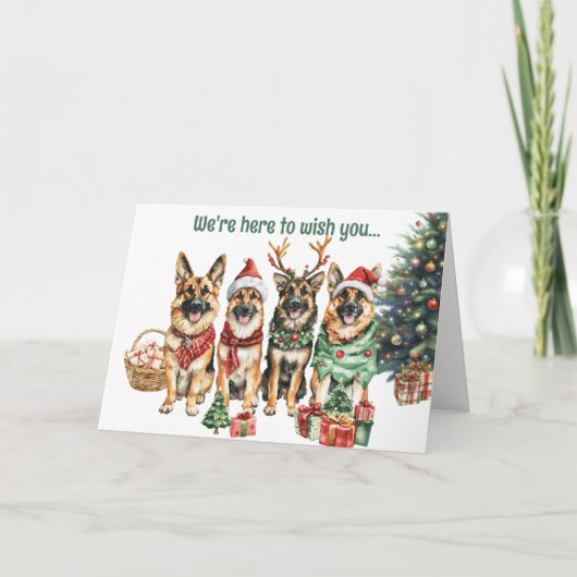 Feestelijke Duitse Herdershonden Kerst Kaart (Voorkant)