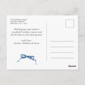 Feestelijke Dusty Blue Christmas Bow Ribbon 2 Foto Briefkaart (Achterkant)