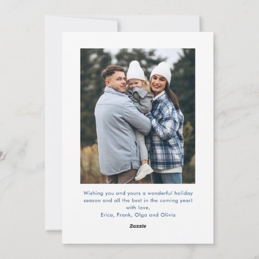 Feestelijke Dusty Blue Christmas Bow Ribbon 2 Foto Feestdagenkaart (Achterkant)