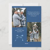 Feestelijke Dusty Blue Christmas Bow Ribbon 3 Foto Feestdagenkaart (Achterkant)